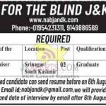 National Association for The Blind J&K Jobs Recruitment 2022.