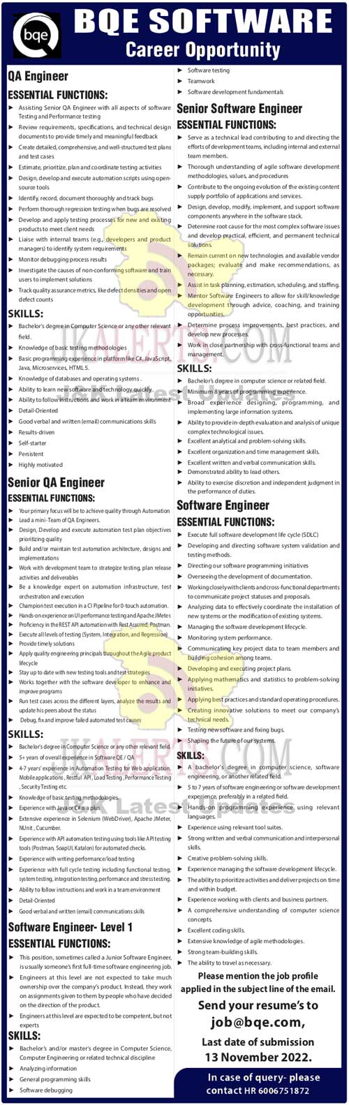 BQE Software Jobs Recruitment 2022.