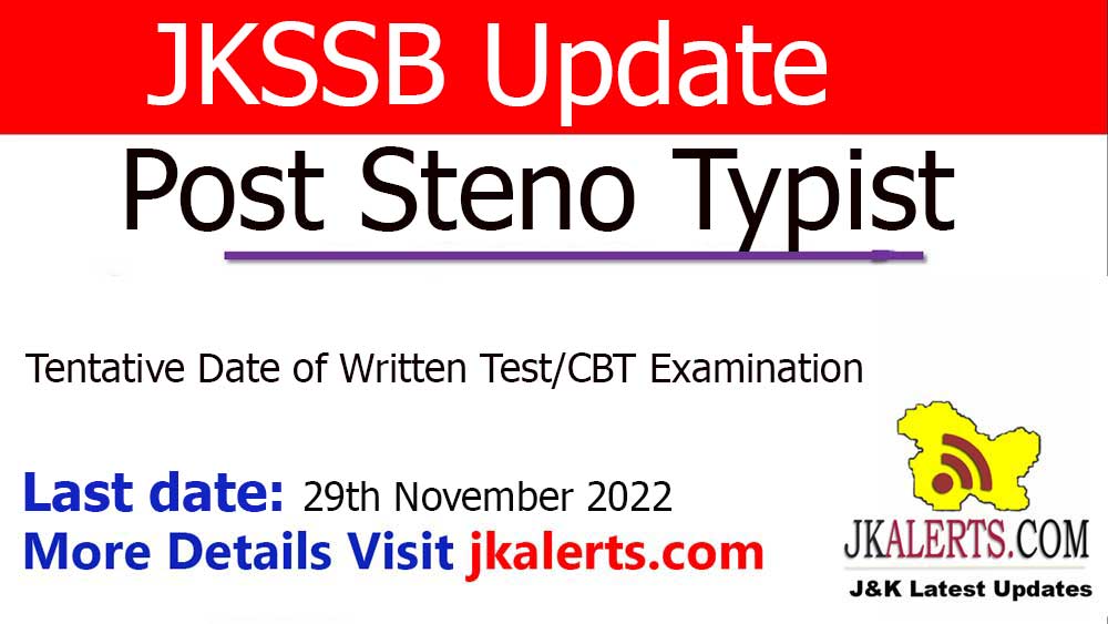 JKSSB Steno Typist written test Schedule.
