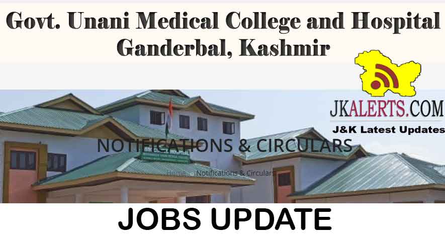 Govt Unani Medical College Kashmir Jobs
