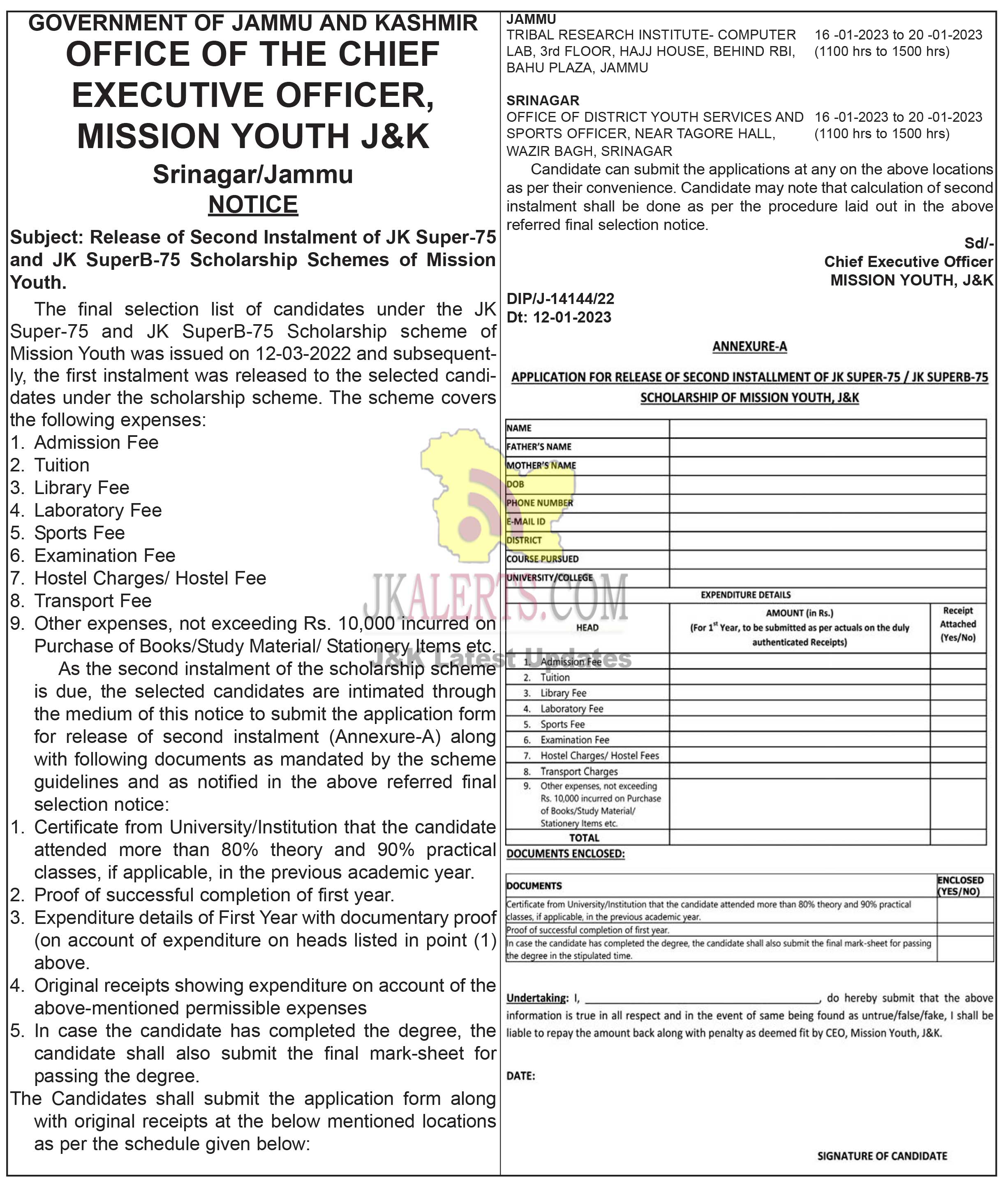 Mission youth Scholarship scheme Update