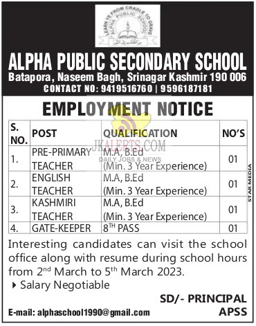 Jobs in Alpha public secondary school