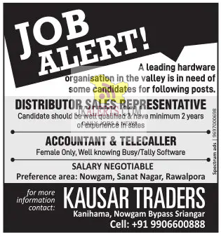 Jobs in Kausar traders Srinagar.