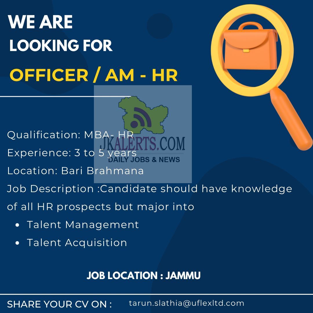 OfficerAM-HR Jobs in Jammu.