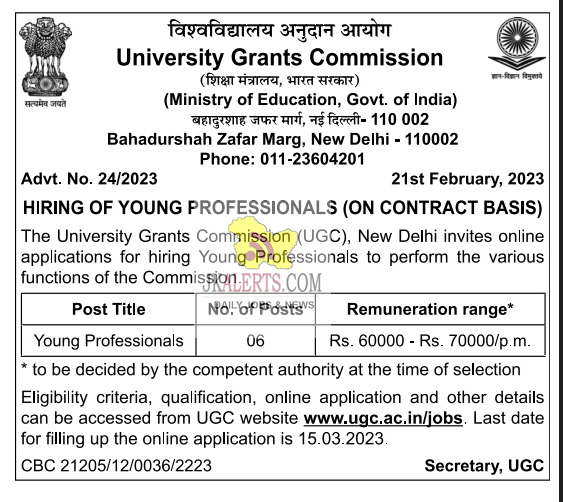Young professionals Jobs in University Grants Commission
