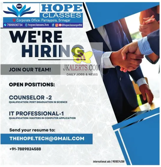 Counselor IT professional Jobs in Hope Classes.