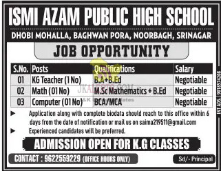 Ismi Azam Public School Recruitment 2023 Apply Now