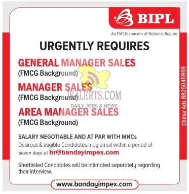 Jobs in BIPL General manager sales Area manager sales