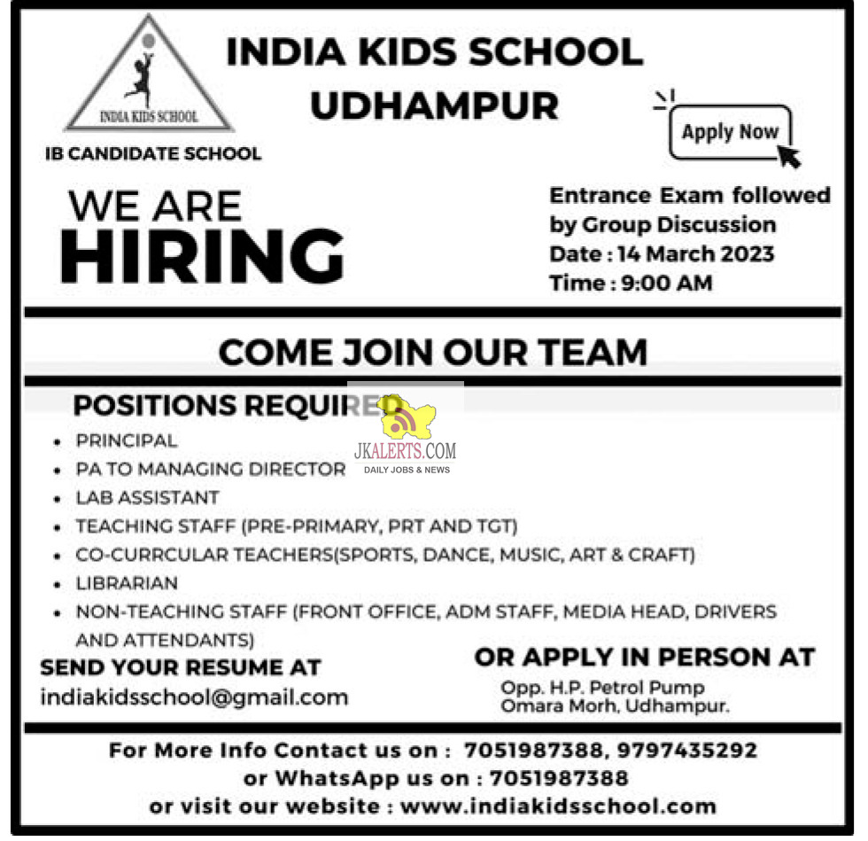 Jobs in India kids school