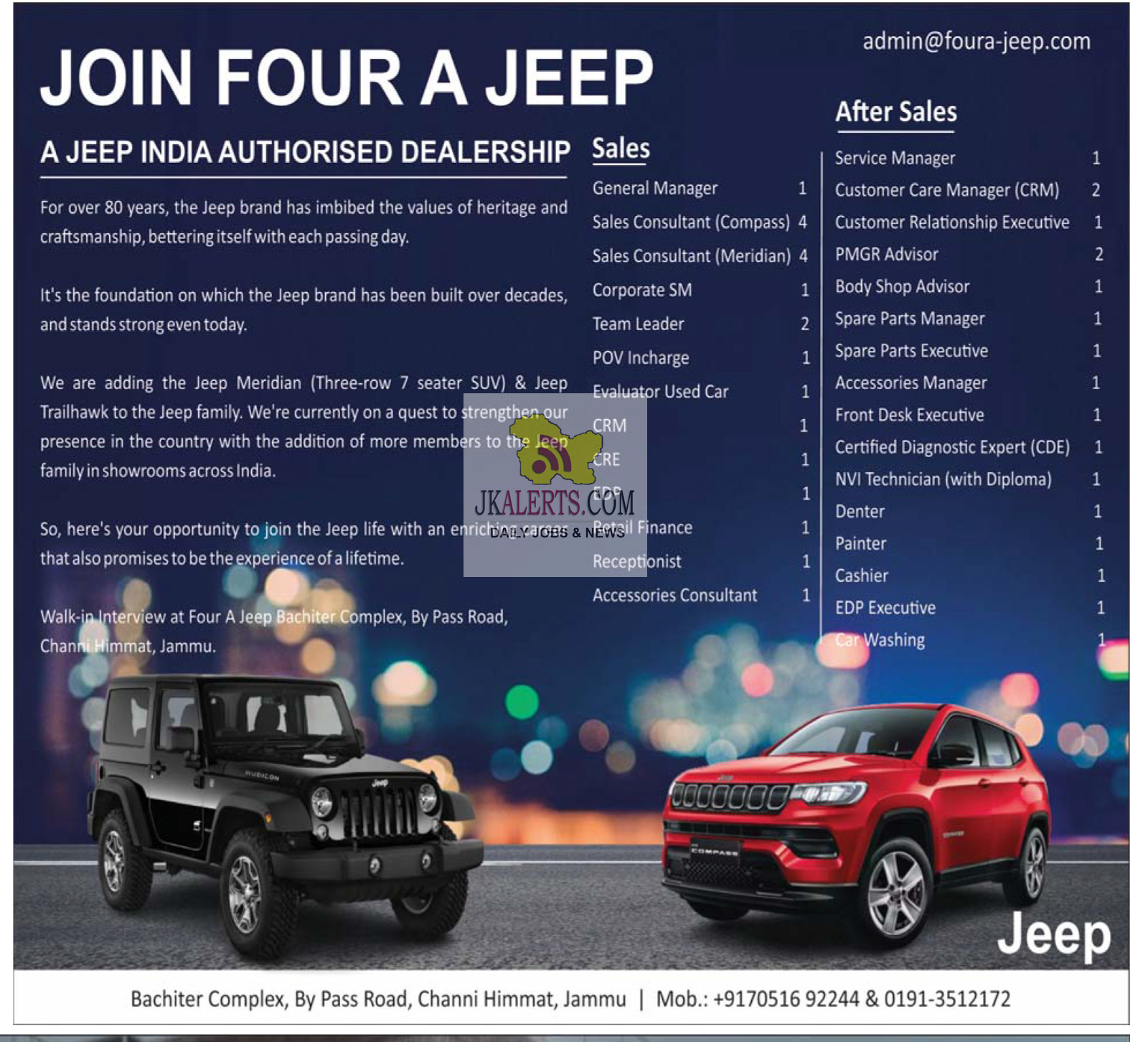 Jobs in Jeep India Authorised Dealership