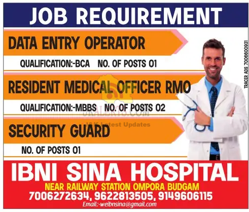 Jobs in Ibni Sina Hospital Apply Now.