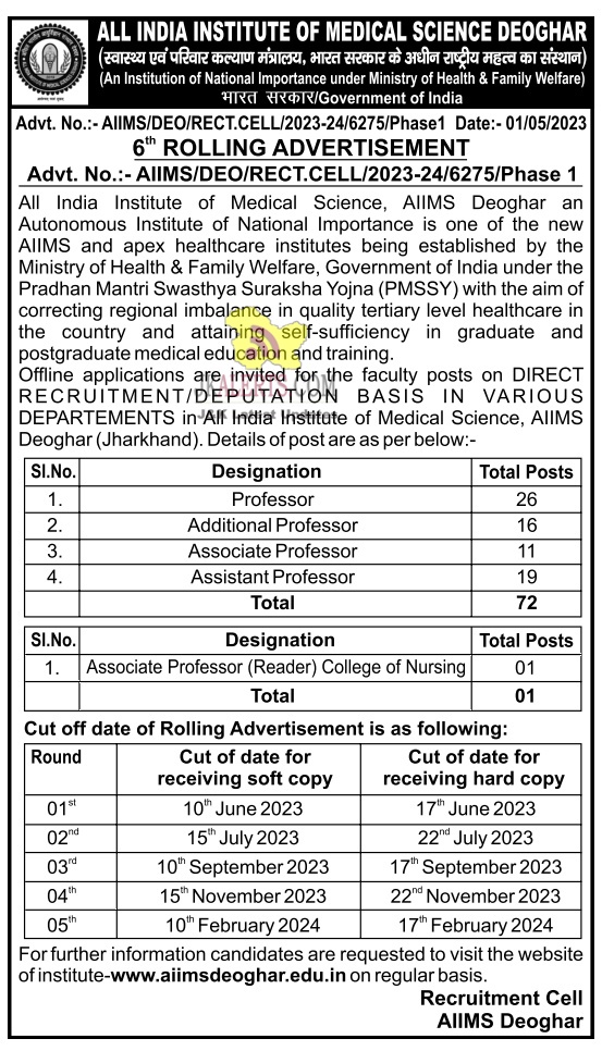AIIMS Jobs Recruitment 2023.