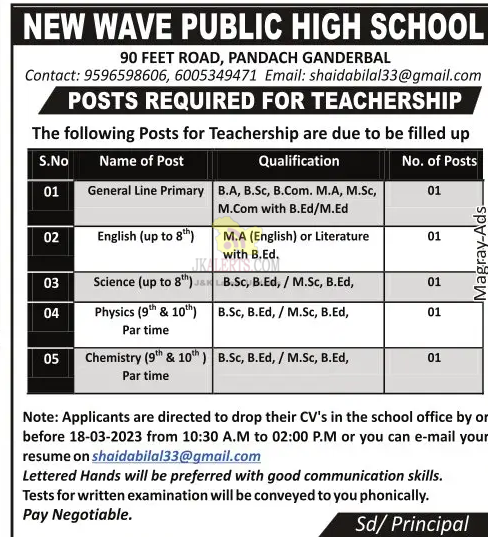 Job Recruitment in New Wave Public High School