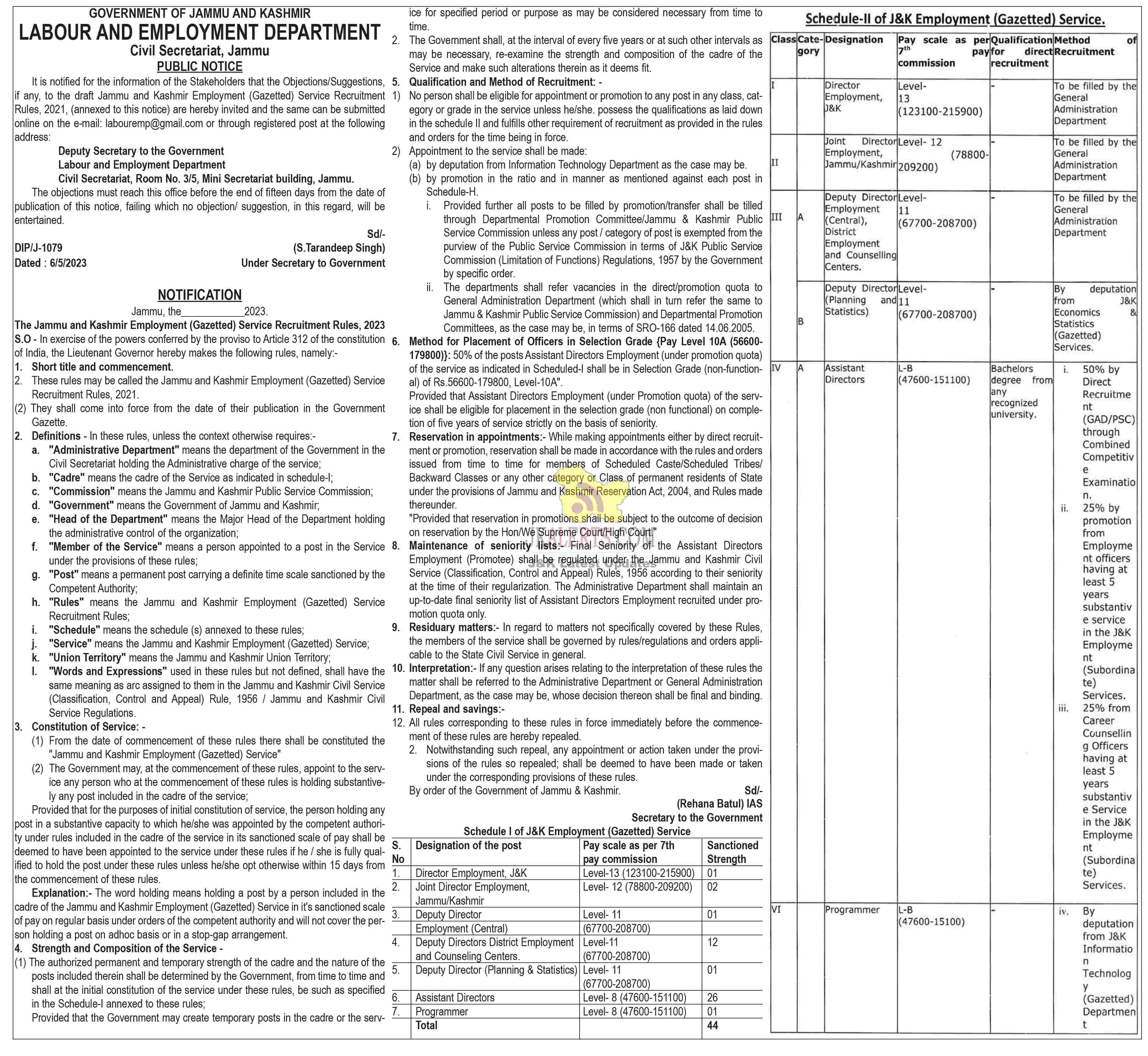 Labour and Employment Department Important Notification