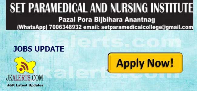 Set Paramedical and Nursing Institute Jobs.