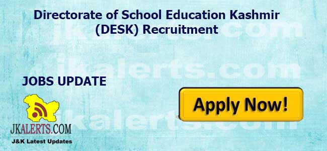 Directorate of School Education Kashmir (DESK) Recruitment 2023, 748 Vacancies