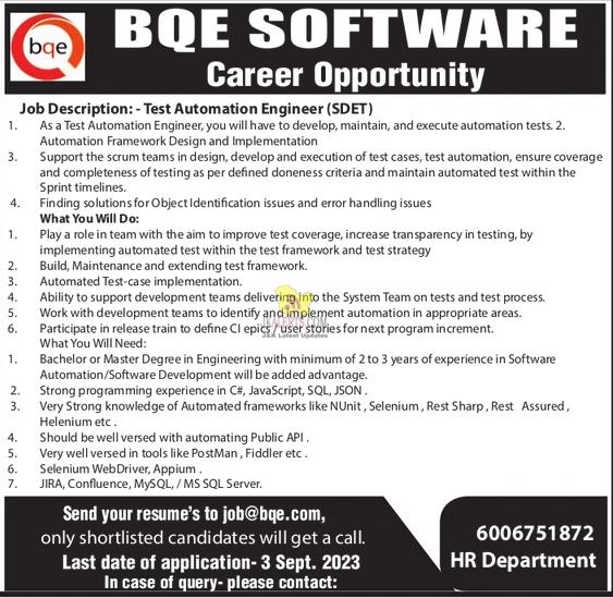 Engineer Job in BQE Software.