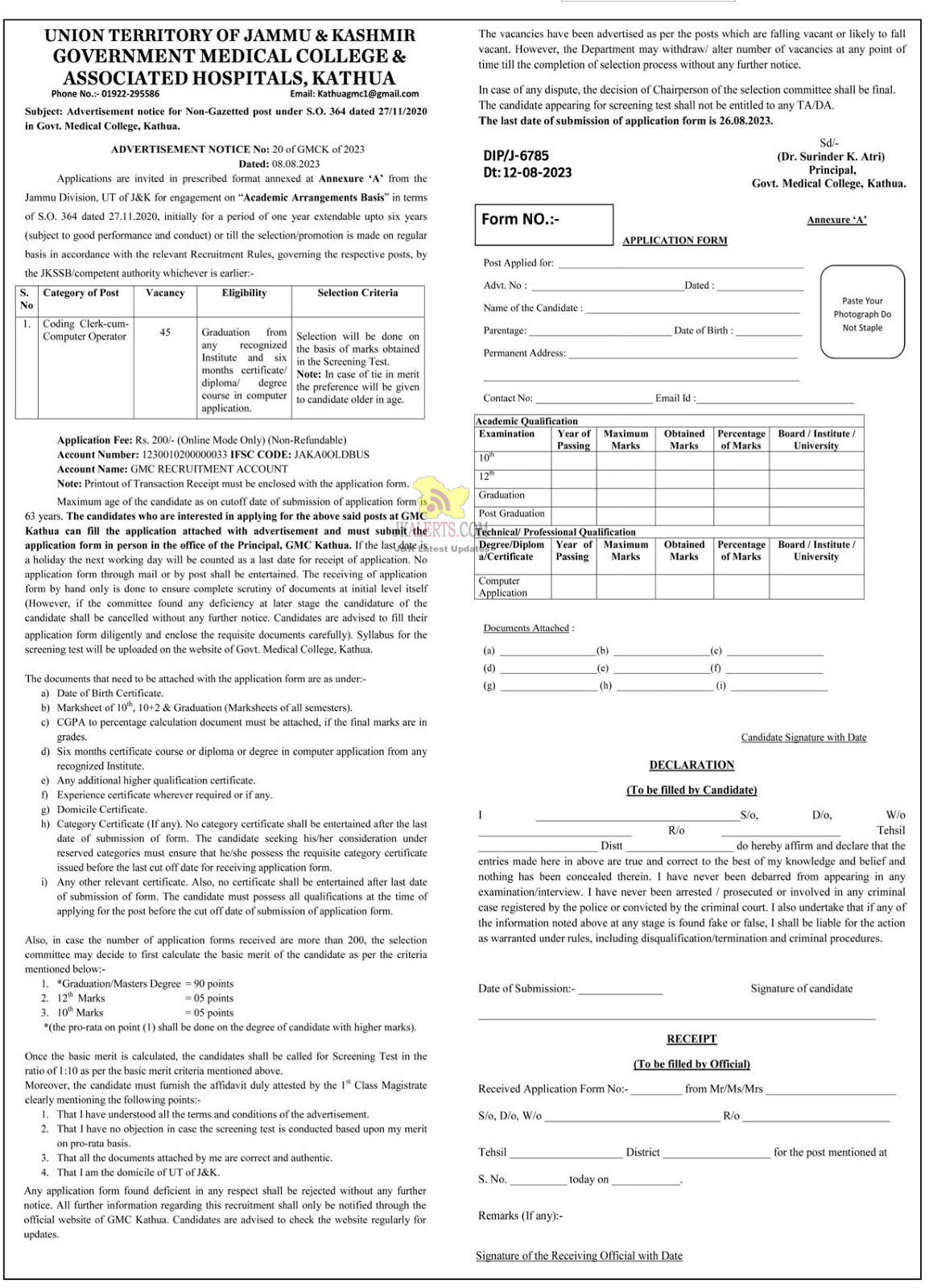 Job Recruitment in GMC Kathua