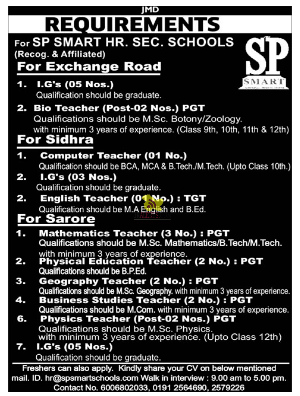 Jobs in S.P Smart HR. Sec. School.