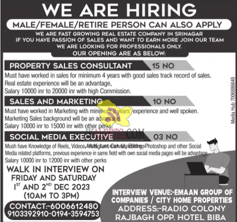 Jobs in Real Estate Company.