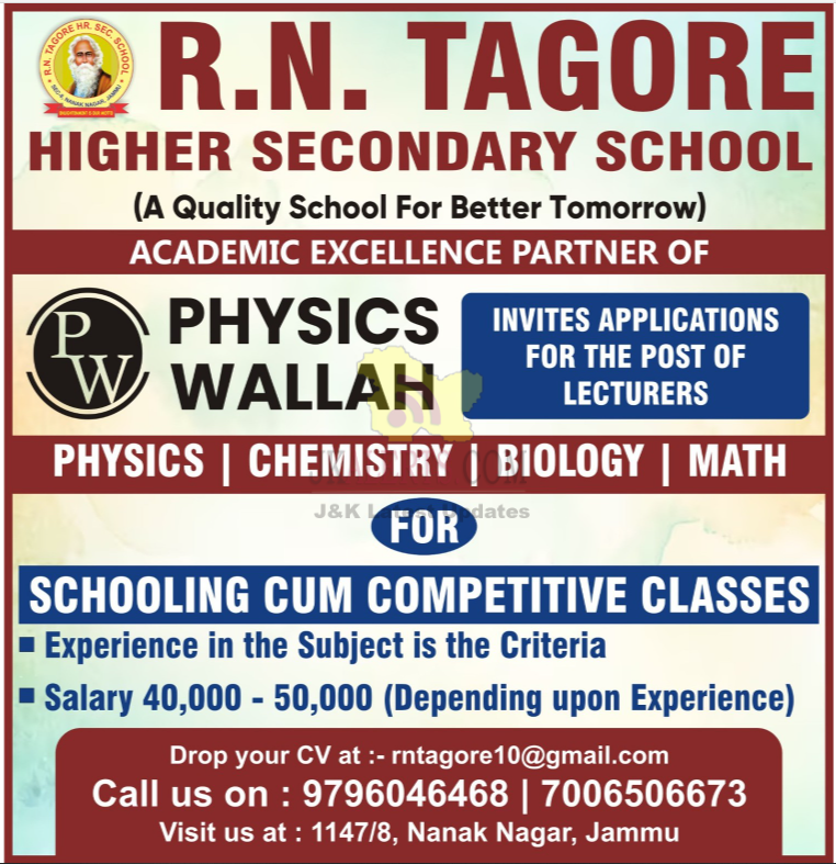 Jobs in R.N Tagore higher Secondary School.