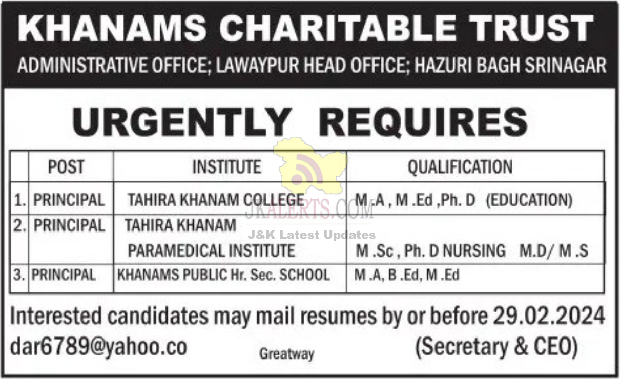 Jobs in Khanams Charitable Trust.