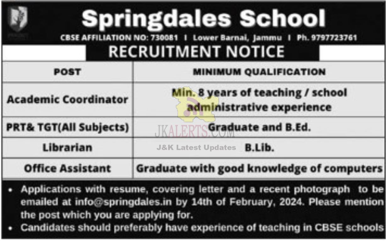 Jobs in Springdales School.