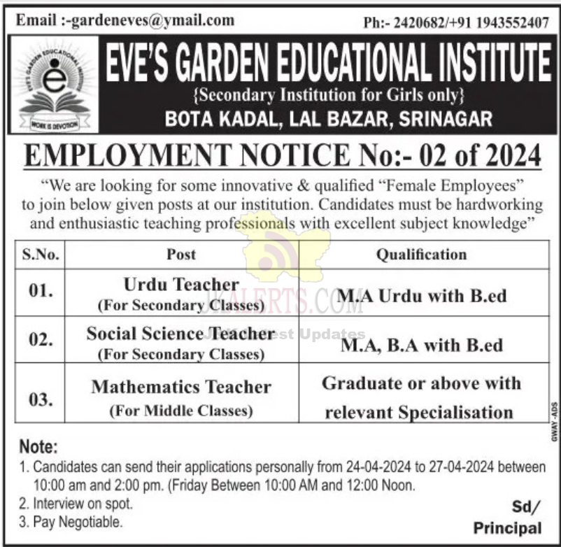 Jobs in Eve's Garden Educational Institute.