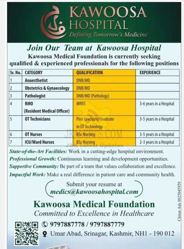 Jobs in Kawoosa hospital.