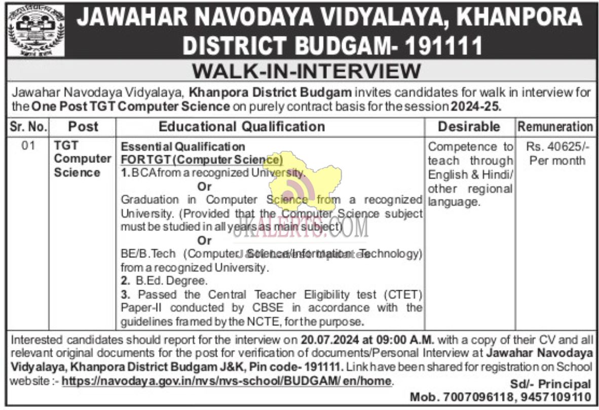 Jobs in Jawahar Navodaya Vidyalaya.