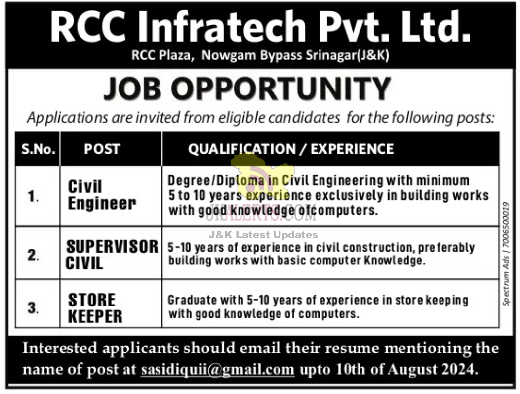 Jobs in RCC Infratech Pvt. Ltd