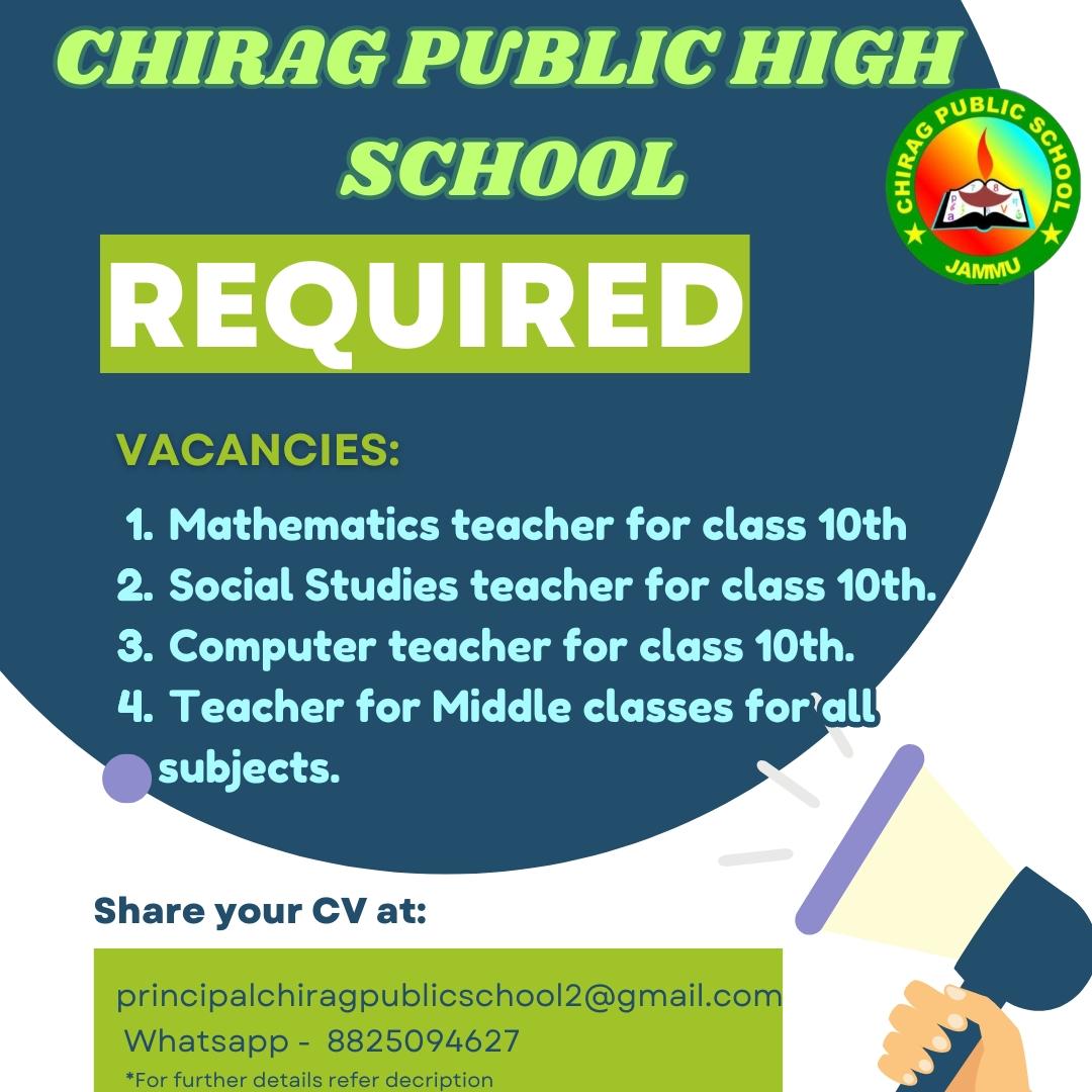 Teacher Jobs in Chirag Public High School.