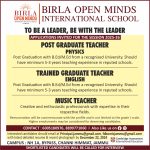 Birla Open Minds International School Jobs.