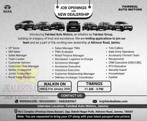 Fairdeal Auto Motors Jobs Jammu.