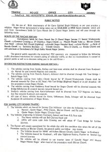 Jammu Nagar Kirtan Routes and traffic diversions.