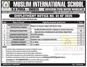 Muslim International School Jobs.