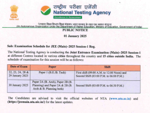 JEE (Main) 2025 Exam Schedule