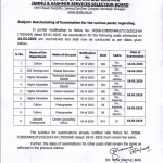 JKSSB Rescheduling of Examination for the various posts.