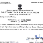 Change in Jammu Division School Timing.