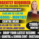 Education Councelor, Centre Head, Teacher Jobs.