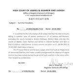 Summer vacation in district courts in summer zone Jammu province. The district courts in the summer zone of Jammu province excluding those in districts of Kishtwar and Doda and specific courts in Ramban and Kathua will observe a 15-day summer vacation from June 9 to June 23.