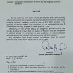 No Student or Teacher Will Be Forced to Attend School During Summer Vacation