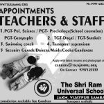 The Shri Ram Universal School Jobs.