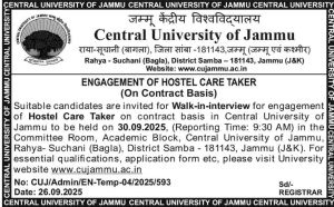 Central University of Jammu Jobs