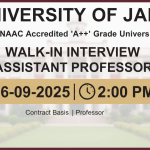 Jammu University Jobs walk in interview.