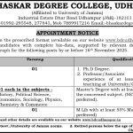 Bhaskar Degree College Udhampur Jobs.