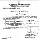 Change of School timing in Kashmir division