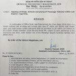 Shops, Schools up to Class 8 Reopen in Leh District.