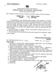 School timing update for Jammu Division