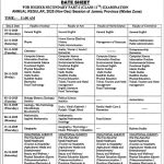 JKBOSE Class 11th Date sheet Jammu province.